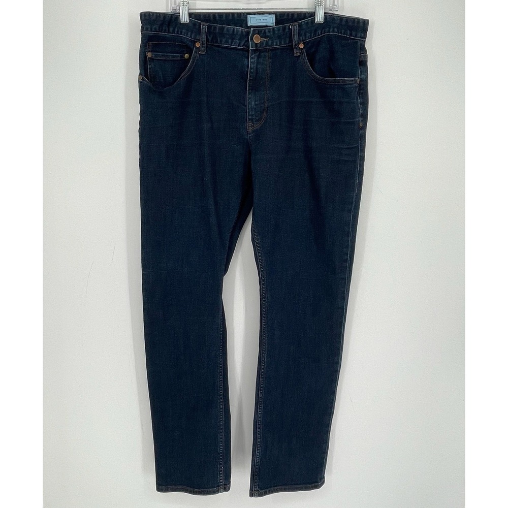 Five Four Men's Blue Dark Wash Stretch Straight Leg Casual Denim Jeans Size 38